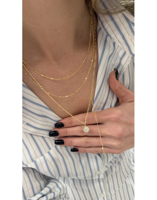 Sallantı Zincir Detay Top Figürlü 3’lü Kolye(40-44-50cm)