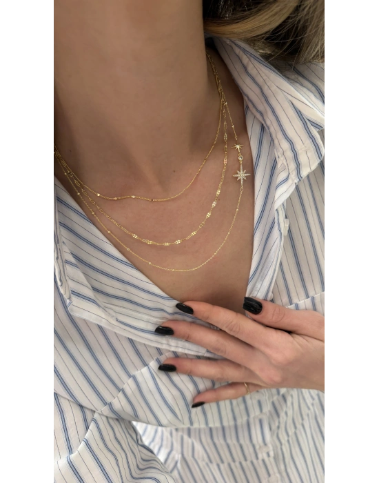 Kutup Yıldızı Figürlü 3’lü Kolye(40-44-48cm)