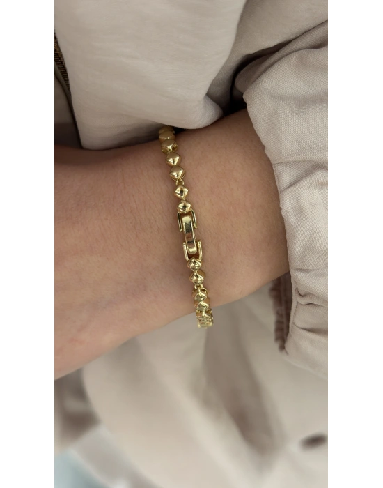 Sıralı Taş ve Plaka Bileklik(20 cm )