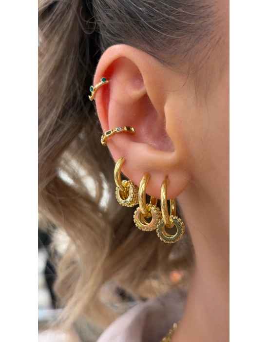 Renkli Minimal Taş Kıkırdak Küpe