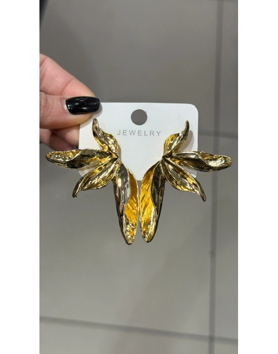 Yaprak Model Büyük Metal Küpe