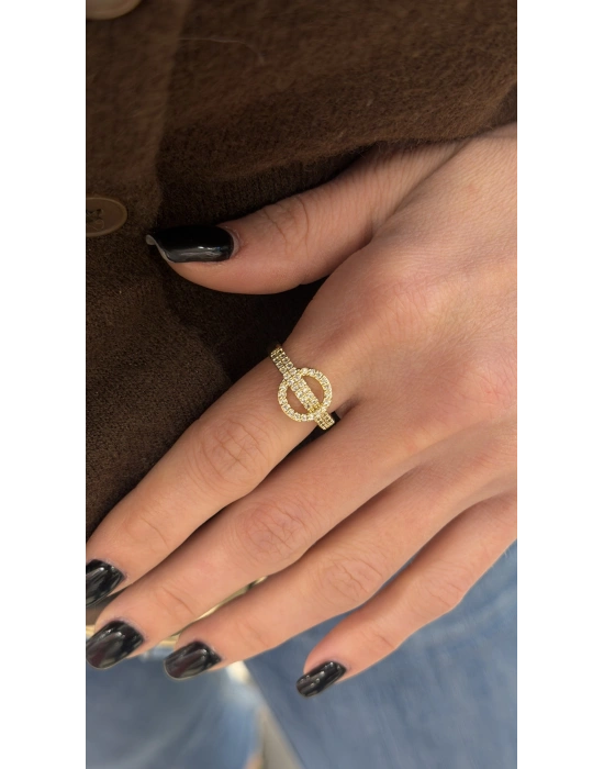 Halka Detay Taş İşleme Ayarlanabilir Yüzük