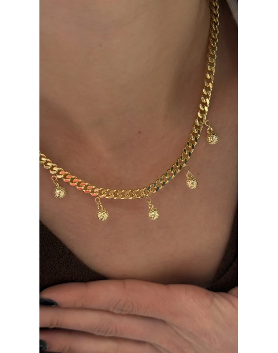 Kuyumcu Model 5’li Top Detay Kolye(38cm)