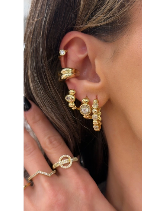 2’li Görünüm Metal Kıkırdak Küpe