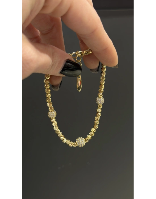 Özel Seri Taşlı Top Detay Dorika Bileklik(17cm)