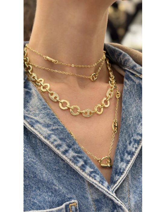 Taş İşleme Detay Halka Kolye(40 cm)