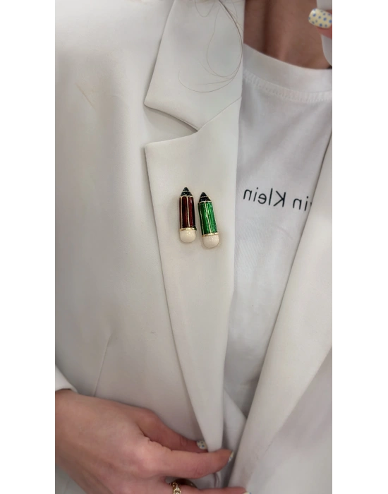 Kahverengi Kalem Broş