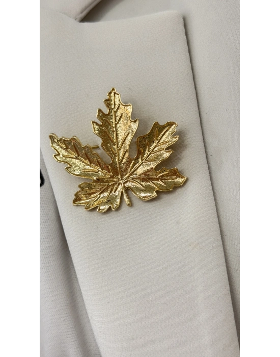 Metal Gold Yaprak Broş
