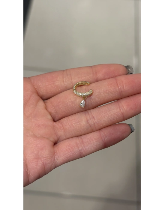 Damla Taş Detay Kıkırdak Küpe Gold