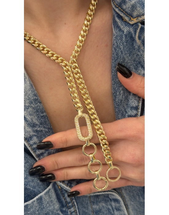 Kalın Zincir Dekolte Kolye (40 cm)