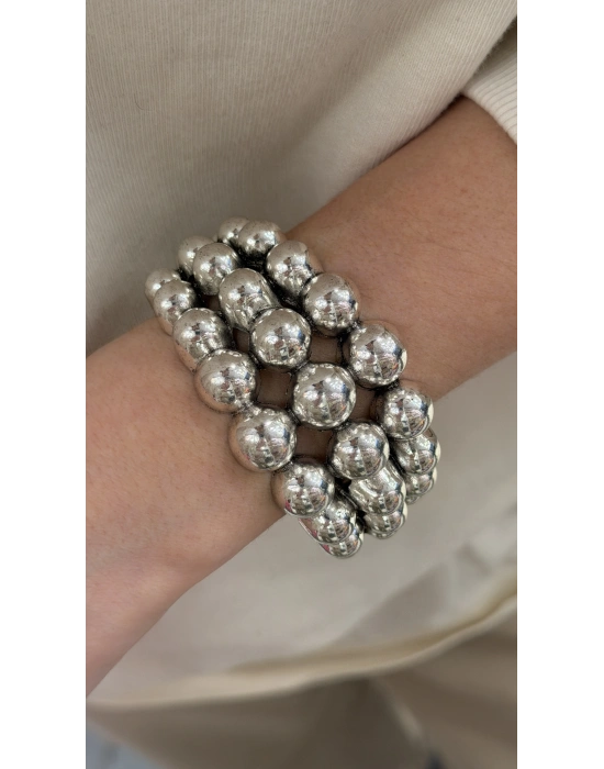 Top Detay Gümüş Kalın Kelepçe