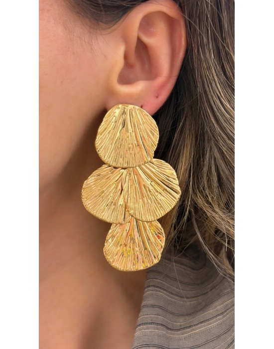 Çizgi Detay Büyük Pul Küpe