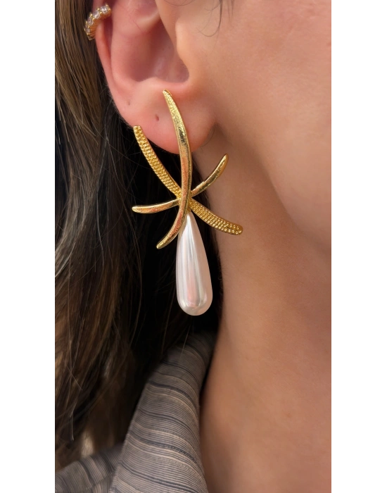 Damla İnci Küpe Gold