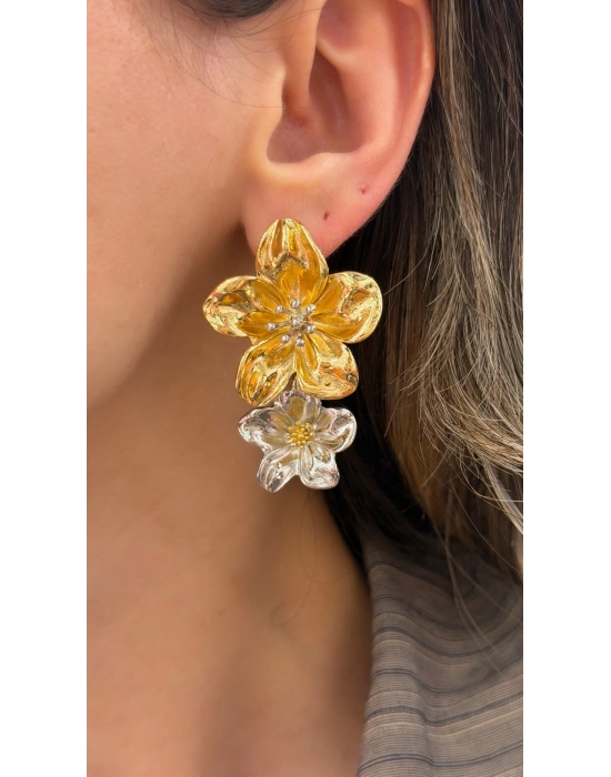 İki Renk Çiçek Küpe