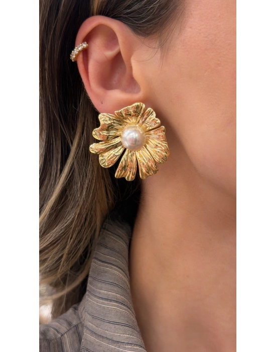 İncili Çiçek Küpe