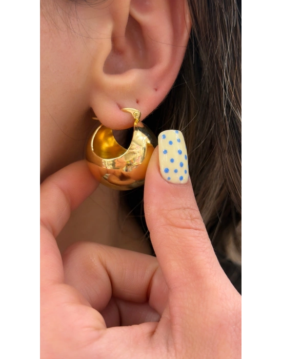 Büyük Yarım Top Küpe Gold