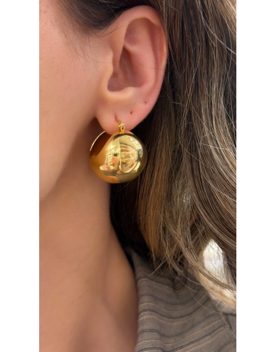 Büyük Yarım Top Küpe Gold