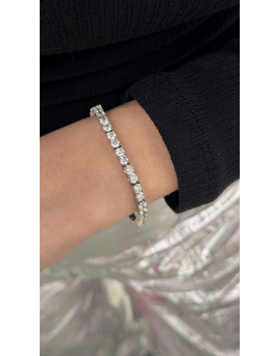 3mm Döküm Su Yolu Gümüş Bileklik (19 cm )