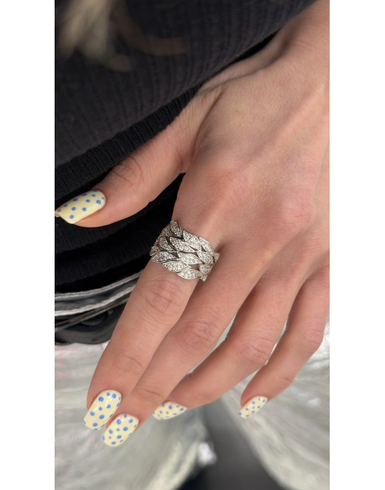 Zirkon Taş Yaprak Figür Sarmal Yüzük