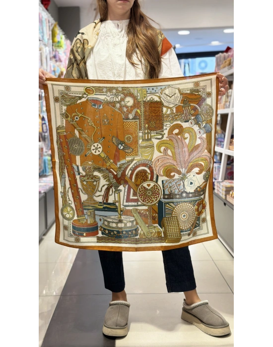 Karışık Renk Vintage Fular(70x70)
