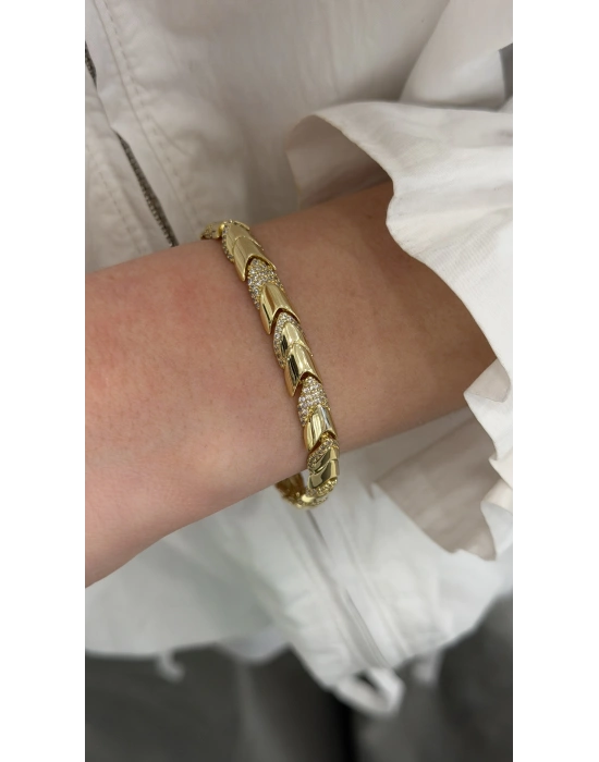 Segmentli Taşlı Bileklik (19 cm-Uzatma kısmı dahil )