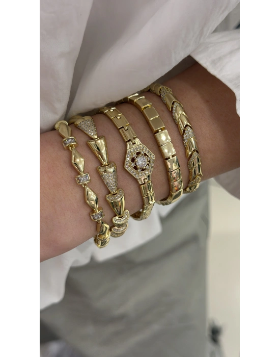 Segmentli Taşlı Bileklik (19 cm-Uzatma kısmı dahil )