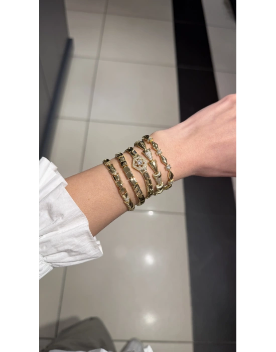 Segmentli Taşlı Bileklik (19 cm-Uzatma kısmı dahil )