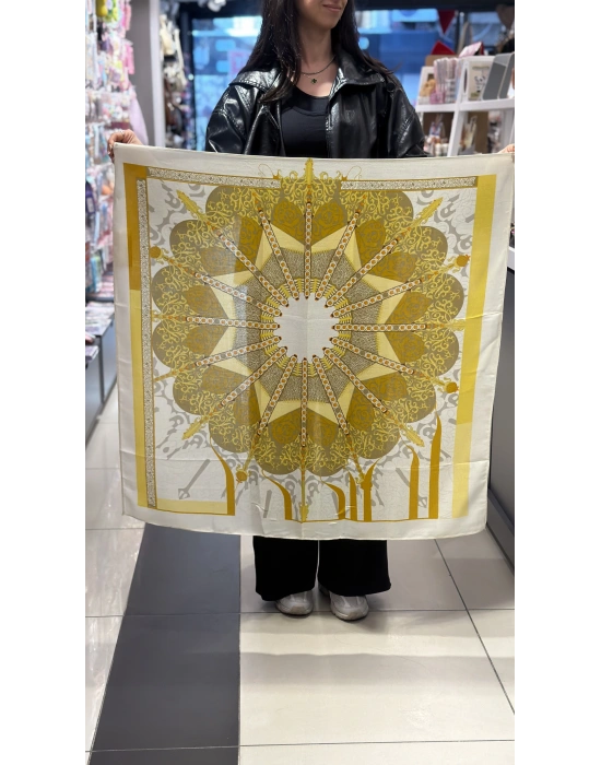Marka Model Hardal-Sarı-Yağ Yeşili Fular 90x90