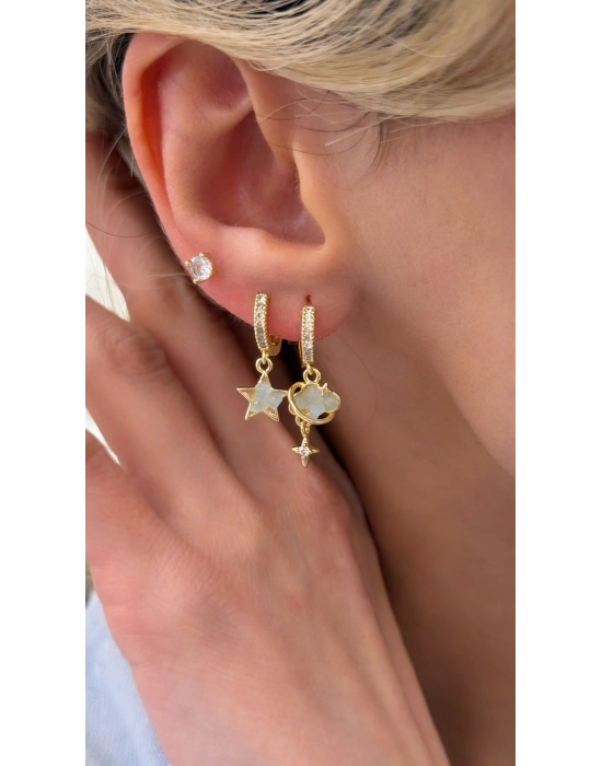 Bulut Figür 6lı Set Küpe Gold