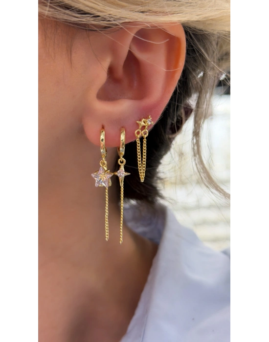 Bulut Figür 6lı Set Küpe Gold