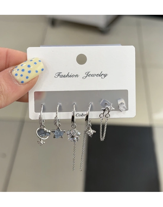 Bulut Figür 6lı Set Küpe Gümüş