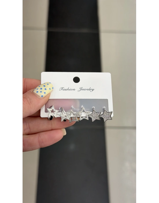 Yıldız Figür 6lı Set Küpe Gümüş
