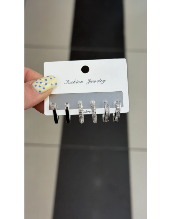 KALP 6lı Set Küpe Gümüş