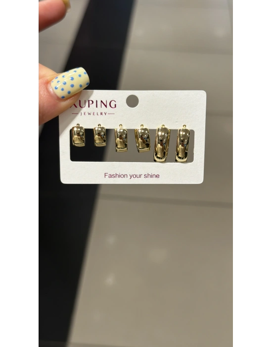 6lı Xuping Düz Halka Set Küpe Gold