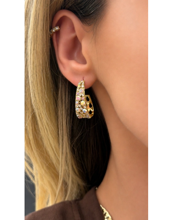C Model Swarovski Taş Küpe