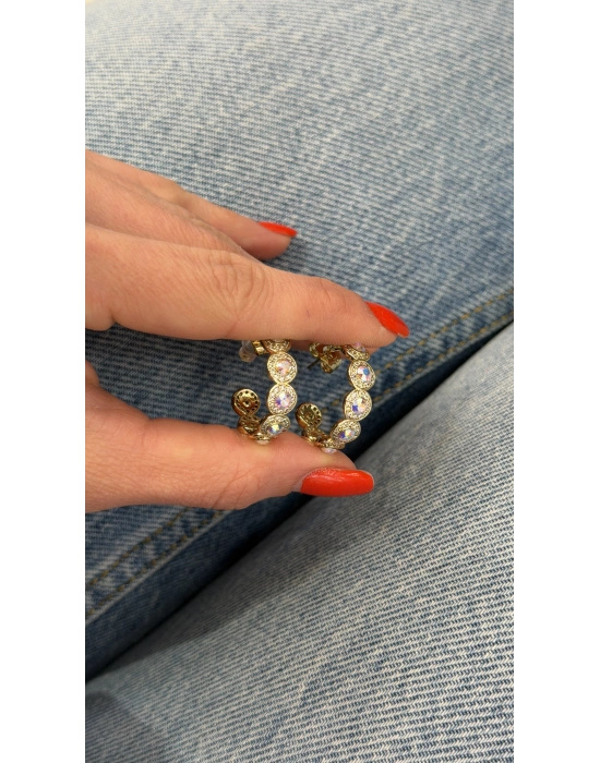 Beyaz Swarovski Taş Detay Küpe