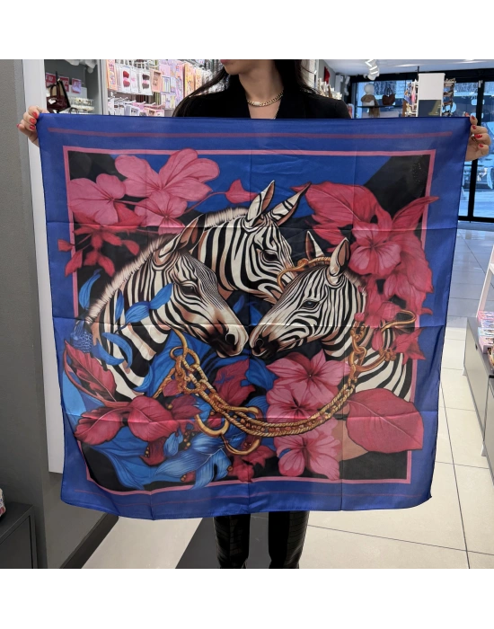 90x90 cm Zebra Desen Renkli Fular