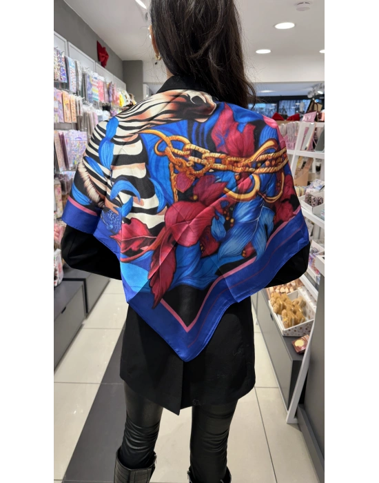 90x90 cm Zebra Desen Renkli Fular