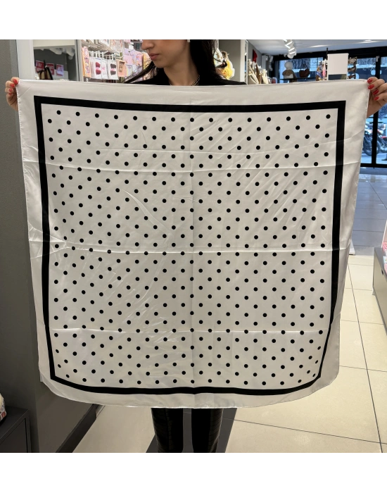 90x90 Siyah Beyaz Benekli Fular