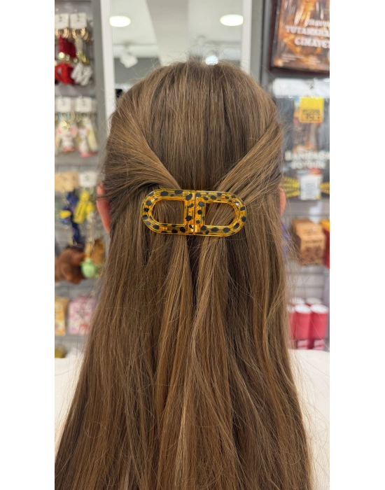 Açık Leopar Desen Mıknatıslı Saç Tokası