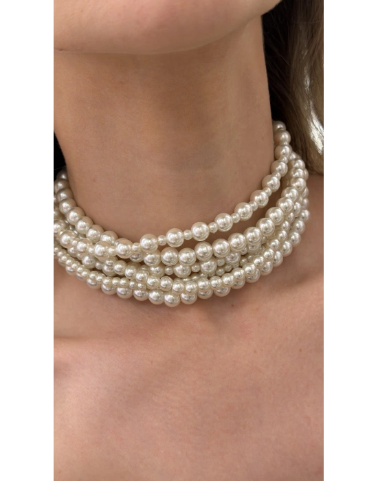 Altı Sıra Kalın Choker Kolye(30cm- uzatma dahil 46cm)