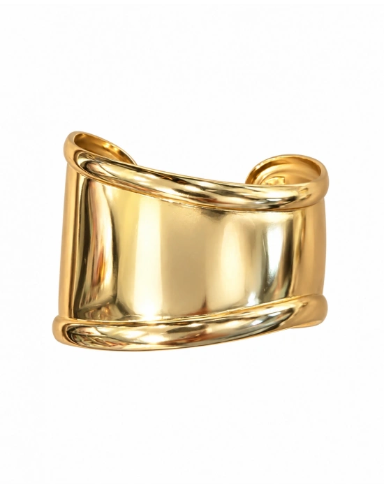 Asimetrik Gold Kalın Kelepçe
