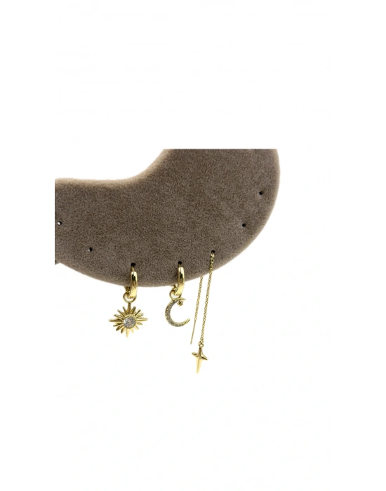 Ay,Yıldız,Zincir 3’lü Set Küpe