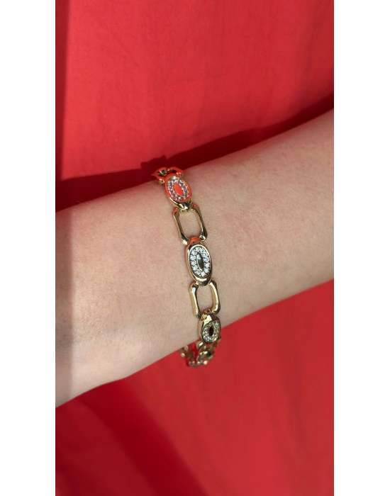 Badem Model Gold Kadın Bileklik(17 cm-uzatma dahil 21 cm)