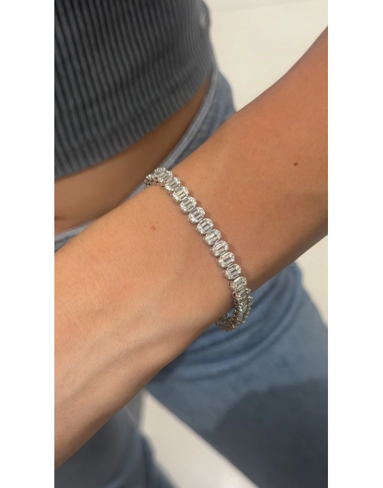 Baget Taş Detay Gümüş Bileklik(18cm)