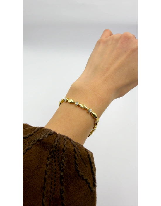 Baklava Plaka Taş Detay Bileklik