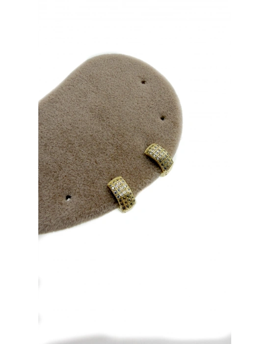 Beşgen Kenar Detay Minimal Taş Kaplama Küpe