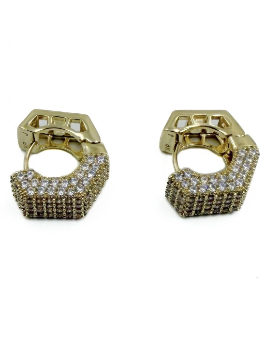 Beşgen Köşeli Taş Kaplama Küpe