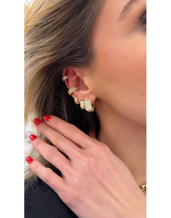 Beşgen Köşeli Taş Kaplama Küpe