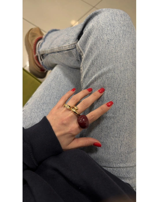 Bordo Yüzük 3’lü Set Yüzük